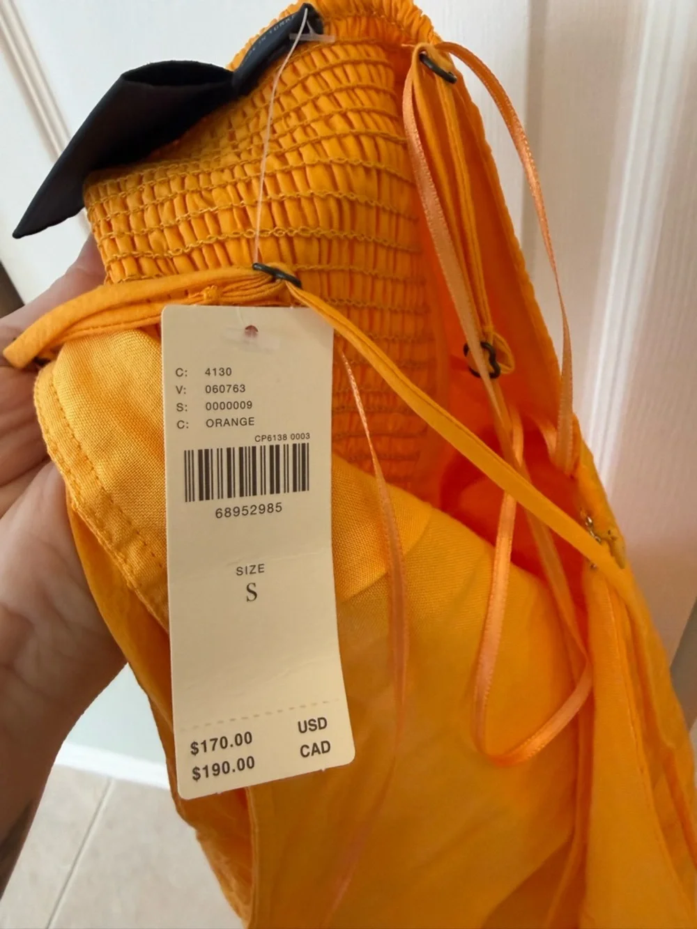 Anthropologie Maeve Orange Lace-Up Midi Dress NWT S - Picture 8 of 12
